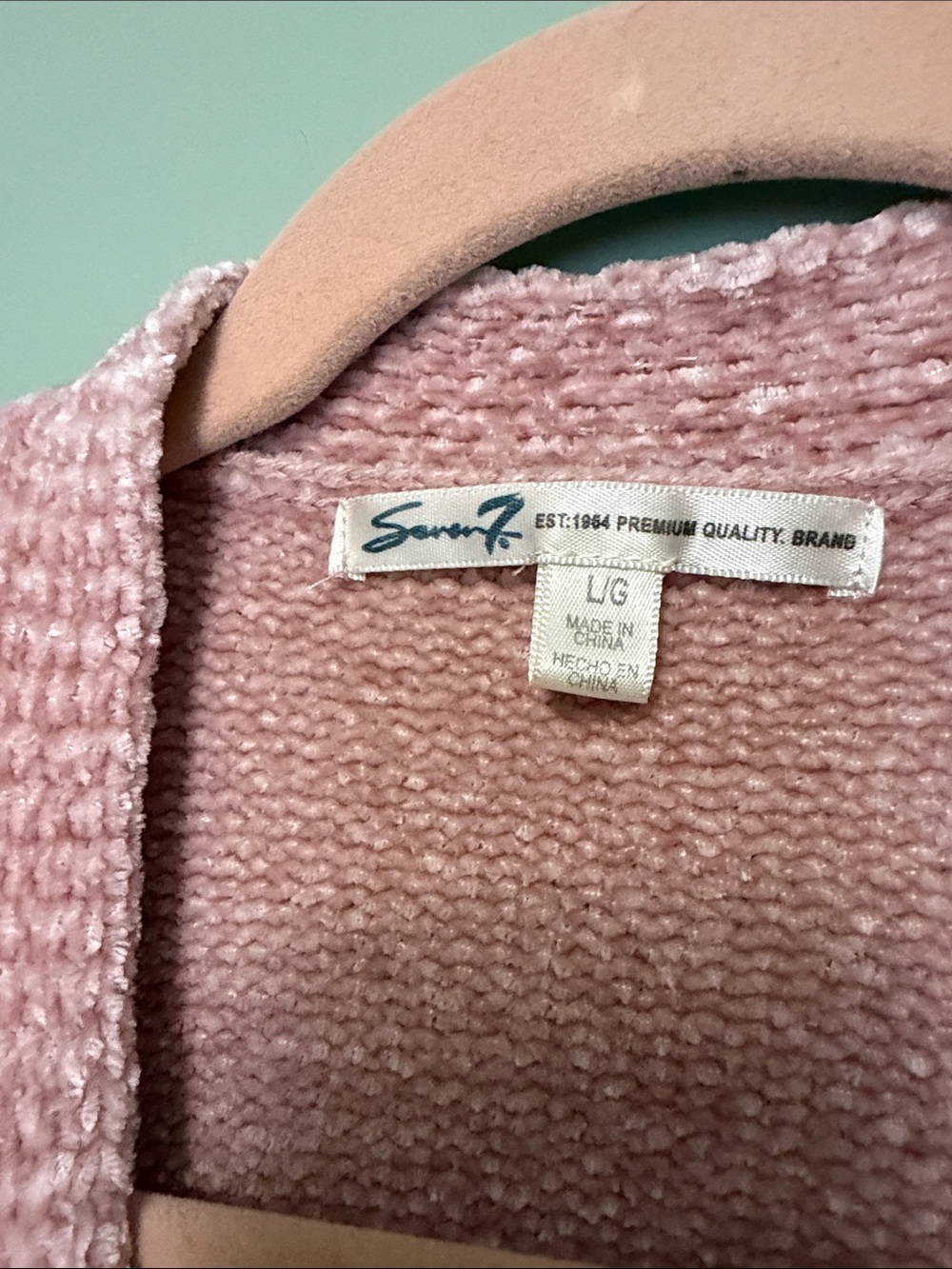 Seven7 Chenille Open Front Cardigan Sweater Pink Women’s Large - Picture 2 of 7